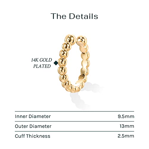 Image of PAVOI 14K Gold Plated 925 Sterling Silver Round Huggie Ear Cuff Earrings for Women | Clip On Cartilage Cuff Earrings