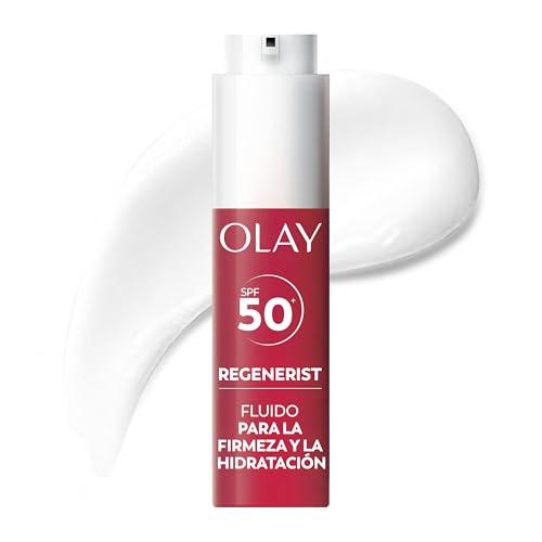 Olay Regenerist Firm & Plump Fluido SPF50+. Crema Hidratante Facial Con Péptidos De Colágeno, Niacinamida Y Provitamina B5. Crema Hidratante Ligera. Hidrata, Reafirma Y Rellena La Piel