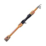 Esta caña de pescar está hecha de fibra de carbono, resistente y duradera.