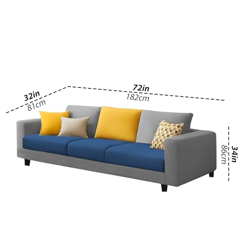Image of Galib 3 Seater Sofa Set for Living Room (Blue Grey Fabric) Premium Fabric Sofa Set