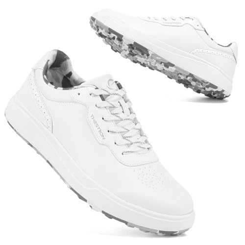 Ifrich Mens Golf Shoes Professional Spikeless Golf Sneakers Man Golf Skateboarding Sneakers Training Sports Shoes (White Camo 8)