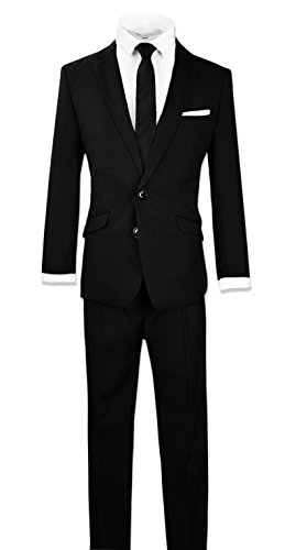 Black n Bianco Signature Boys' Slim Fit Suit in Black Size 2 - Thumbnail 3
