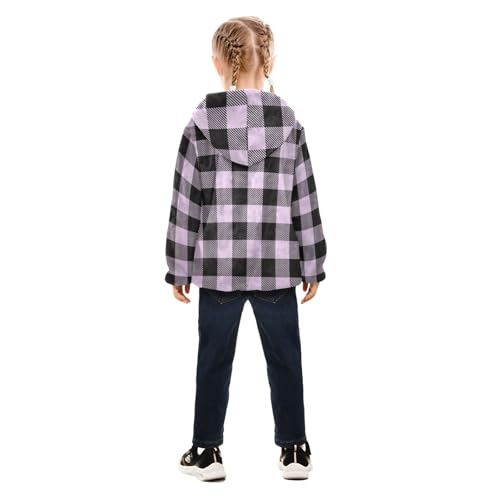 GuoChe Purple Buffalo Plaid Tartan Black Check Scotland Classic Toddler Boy Fleece Jacket4