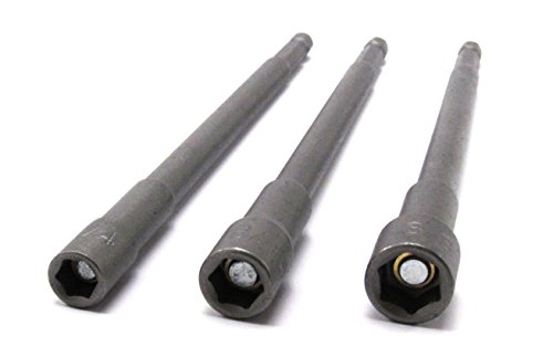 Elitexion 6 Inch Long Magnetic Nut Setters 1/4 Inch Hex Shank Heavy Duty For 1/4, 5/16, And 3/8 Inch Set – 3 Piece Set #TOP3