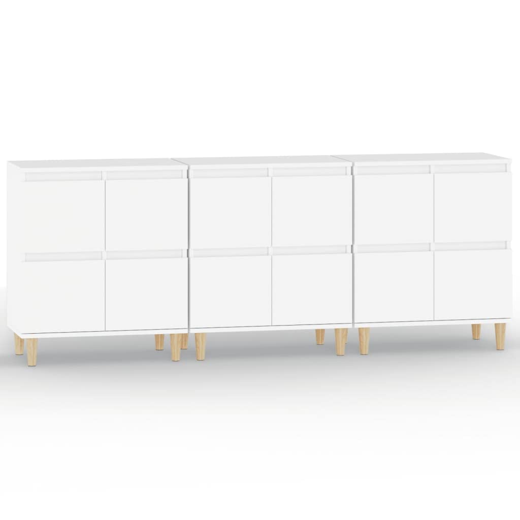 Kredens zestaw 3 sztuk, biały, 60 x 35 x 70 cm, materiał drewnopochodny, szafka uniwersalna z 4 półkami, do salonu, korytarza, kuchni, nowoczesny mebel do domu