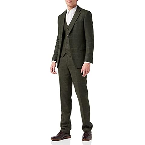 Traje de Espiga Tan Tweed Comprobar 3 Piezas Cover