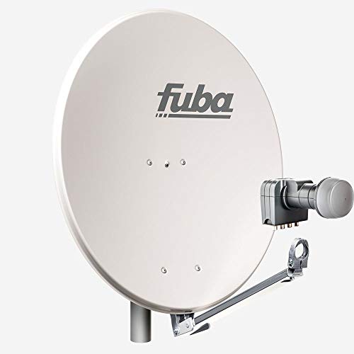 Fuba 4 Teilnehmer Sat Anlage DAL 804 G | Sat Komplettanlage mit Fuba DAL 800 G Alu Sat-Schüssel/Sat-Spiegel grau + Fuba DEK 417 Quad LNB für 4 Receiver/Teilnehmer (HDTV-, 4K- und 3D-kompatibel)