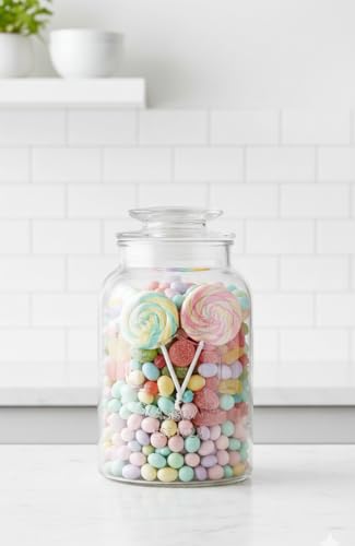Image of 1500 ml Glass Canister Set for Kitchen Airtight Lid and Chalkboard Labels Cookie and Candy Jars, Storage Containers Pack Of (1)