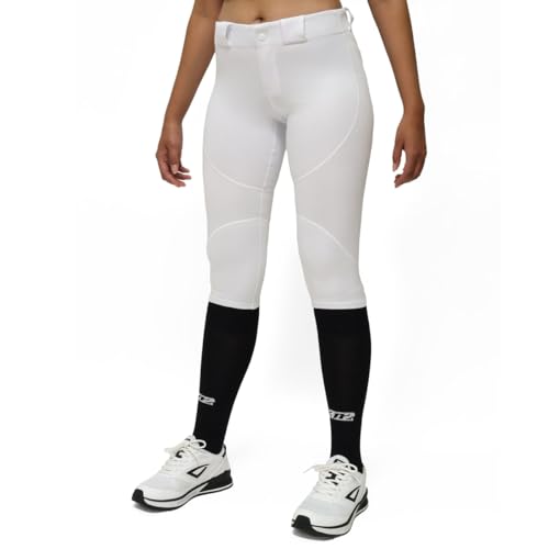 3N2 Women's NuFit Pro 3/4 Softball Knickers, Patented Fit Softball Pants with Reinforced Knees & Slide Zones, Designed for Women's Fastpitch Softball, White (Women, X-Large)