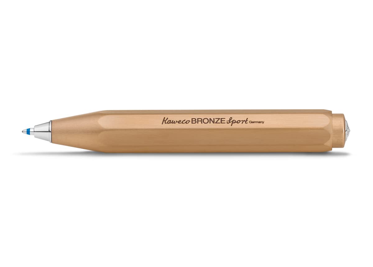 Kaweco BRONZE SPORT Kugelschreiber I Business Kuli aus hochwertigem Bronze I Edler Taschen-Kugelschreiber mit Herzkurvenmechanik I Robuster Druckkugelschreiber 10,5 cm