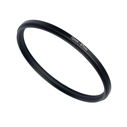Image of 72mm to 67mm Step-up Adapter Rings Filter Adapter Black Metal Step Down Filter Ring Adapter Compatible with All Brand UV CPL ND Camera Lens Filter Stepping Rings (72mm-67mm)
