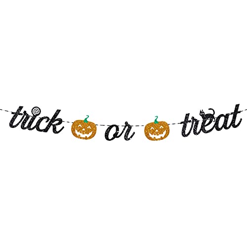 Trick or Treat Banner for Parties - Halloween Banner with Pumpkin