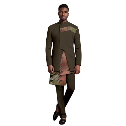 African Clothes for Men Slim Fit Full Sleeve Print Blazer Pants 2 Piece Set Dashiki Outfits Bussiness Suits