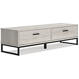 Signature Design by Ashley Socalle Mixed Media Industrial Storage Bench, Whitewash