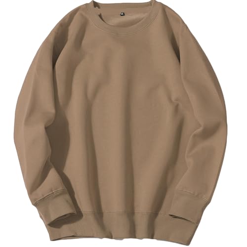 Sudaderas de gran tamaño para hombre, sudaderas con cuello redondo y sudaderas de manga larga, H-451 Marrón, S