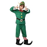 KalcyKizz Elf Costume for Kids Xmas Children Christmas Holiday outfits (10-12Y)