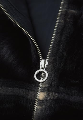 Street One Damen Karierte Fake Fur Jacke