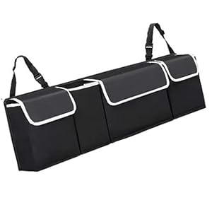 Eidyer Car Boot Organiser, Storage Bag for Car Trunk, Car Boot Tidy, Collapsible Multi-Compartment Car Organiser, Waterproof Non-Slip Durable (90cm×12cm×25cm)