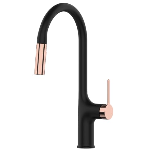 Mitigeur de cuisine en laiton robuste, robinet double fonction au design chrome noir V72