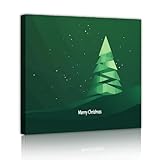 クリスマスツリーキャンバスウォールアートモダン幾何学グリーンデザインホリデーリビングルームベッドルーム季節の壁画お祝いの家の装飾50x50cmインナーフレーム