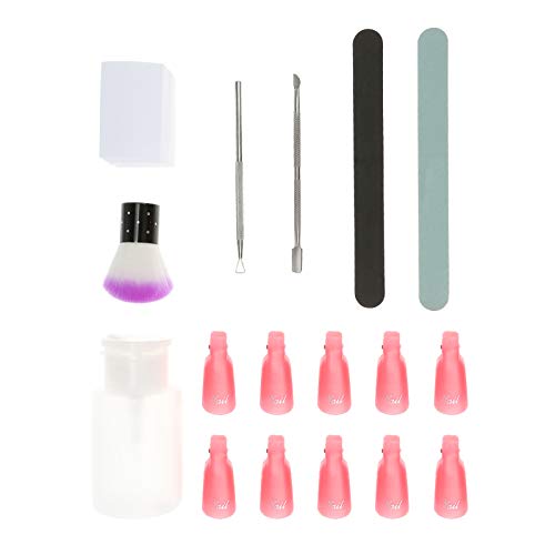 yeacher Kit de removedor de esmalte de gel com almofadas de algodão 10 pcs tampas de grampos de unha