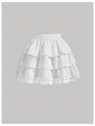 Women's Contrast Lace High Waisted Layered Skirt Flowy Casual Mini Skirt2