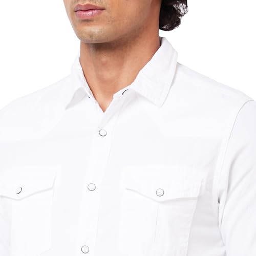 Image of Spykar Men's Slim Fit N /A Full Sleeve Solid Casual Shirts