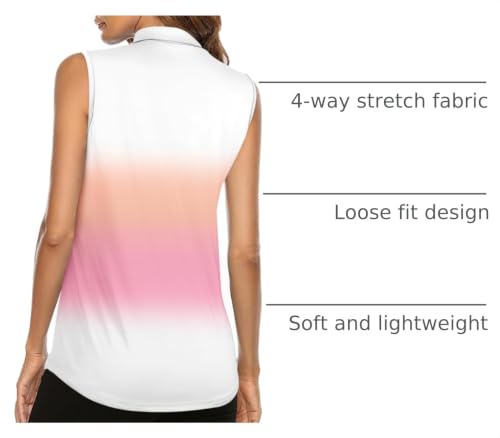 Image of Koscacy Women's Sleeveless Golf Tennis Polo Shirts Zip Up Dry Fit Workout Tank Tops Athletic Shirt