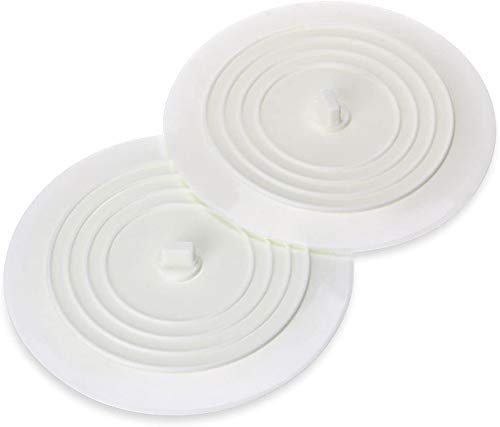 2pcs 6 Inches Universal Silicone Rubber - Tub Stopper Drain Plug Cover for Sink Bathtub Drain Cover, Travel Silicone Rubber Drain Plug, White