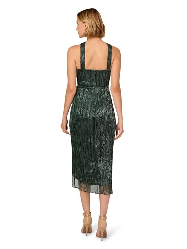 Image of Adrianna Papell Women's Halter Crinkle Metallic Dress