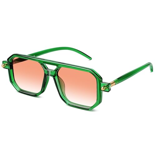 Retro Aviator Sunglasses for Women Men - 70s Trendy Square Vintage Shade Sun Glasses UV Protection