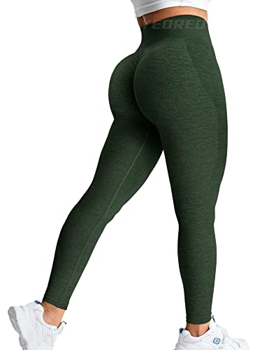 YEOREO Leggings de entrenamiento sin costuras para mujer, mallas para levantamiento de glúteos, gimnasio, yoga, # 1 verde oscuro, Medium Cover