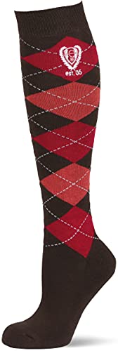 Covalliero Brescia 324218 - Calcetines de equitación para Mujer (Talla 40-42, 40-42), diseño a Cuadros, Color marrón