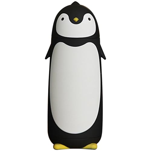 Penguin Botella de agua aislada, taza de viaje de frasco, botellas de doble pared de aspiración de acero inoxidable de 280 ml con cubiertas de plástico anti-escalas para niños, estudiantes