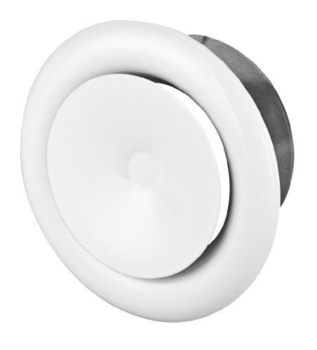 Assiettes Valve anemostat Métal Acier Blanc 80 mm 80 mm Diamètre de raccordement pour salle de bain et cuisine d'aération insufflation Extracteur valve AMN Cover