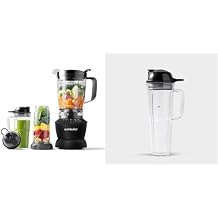 nutribullet Full-Size Blender Combo 1200W Matte Black & 24 oz Travel Cup with To-Go Lid, Clear/Black,1 Count Pack of 1