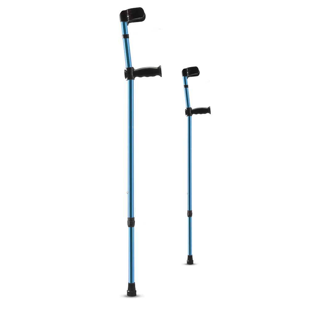 Muleta de antebrazo, muleta plegable portátil para caminar para adultos, muleta de bastón telescópica ajustable para personas mayores discapacitadas, azul