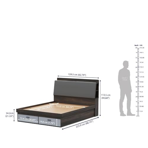 Image of Wakefit Atlas Queen Storage Engineered Wood Bed-Wyoming Maple