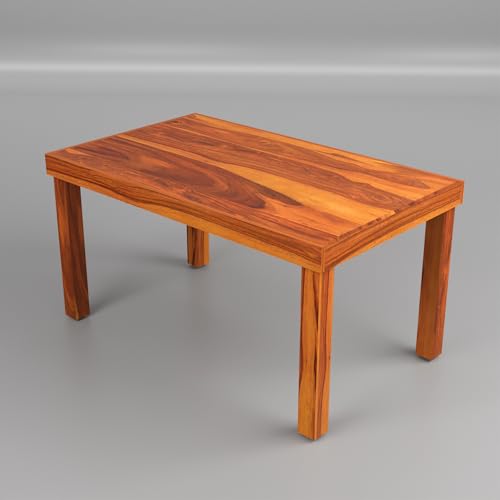 Image of Solid Sheesham Wood 6 Seater Dining Table Set with Cushioned Chairs for Dining Room | Living Room | Home & Office | Hotels Restaurant & Cafe (6 Seater, Honey Finish)