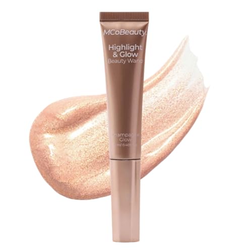 MCoBeauty - Highlight and Glow Beauty Wand - Buildable Liquid Highlighter - Champagne Shade - Liquid Cream with Cushion Applicator for Soft, Radiant Finish - Highlighters Makeup