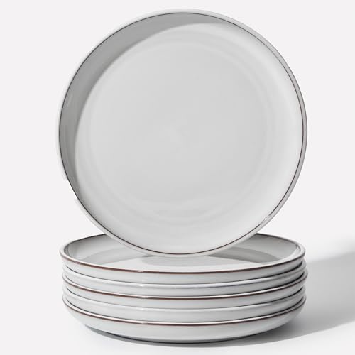 Image of Pokini Ceramic Dinner Plates Set of 6, 10inch Salad, Dessert Plates Dishes | Reactive Glaze Stoneware Dish Set, Dinner Plate for Dessert, Salad, Appetizer, Microwave & Dishwasher Safe, Scratch Resistant