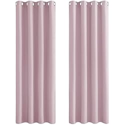 Cortinas Rosas PONY DANCE Cortinas Dormitorio Niña Cortinas Rosa Opacas con Ojales Cortinas Termicas Aislantes Frio y Calor Cortinas Infantiles Cortinas Blackout 2 Piezas, 140x240 CM, Rosa Claro