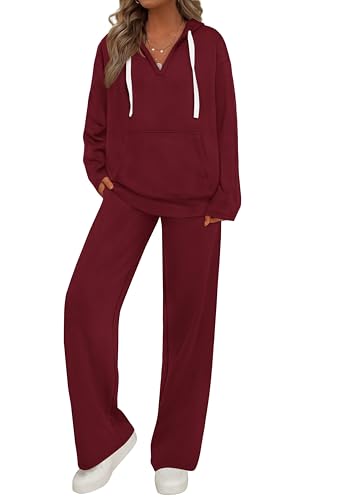 PRETTYGARDEN Womens 2 Piece Outfits Fall Sweatsuits Oversized V Neck