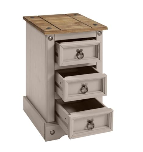 Corona Grey Wax 3 Drawer Bedside