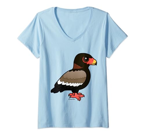Womens Cute Cartoon Bateleur Birdorable Raptor Species Bird of Prey V-Neck T-Shirt