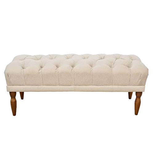 Puff Namoradeira Calçadeira Decorativo Berlim Quarto Bege - DL Decor