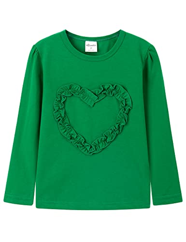 Image of Noomelfish Girls Ruffle Heart T-Shirts Cute Long Sleeve Tee Tops (4-12 Years)