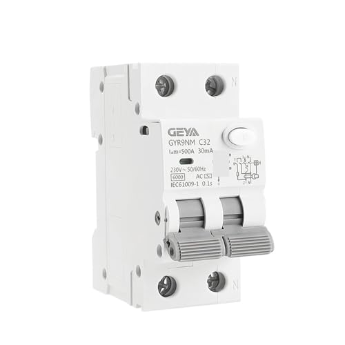 Disjoncteur Magnétique GYR9NM 2P 25A 30mA pour Tableau Électrique Type AC