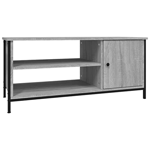 vidaXL Meuble TV, Armoire de Télévision avec 3 Compartiments, Meuble Télé avec Rangement Salon Salle de Séjour, Industriel, Sonoma Gris Bois d'Ingénierie
