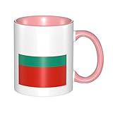 BLWSLC Bedruckte Keramiktasse mit bulgarischer Flagge, rosa mit gebogenem Griff, geeignet für Büro und den täglichen Gebrauch.